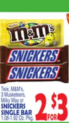 Bravo Supermarkets SNICKERS SINGLE BAR offer