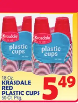 Bravo Supermarkets KRASDALE RED PLASTIC CUPS 50 Ct. Pkg offer