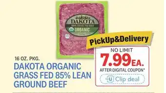 Kings Food Markets DAKOTA ORGANIC GRASS FED 85% LEAN GROUND BEEF offer
