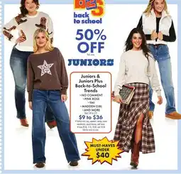 Boscov's Juniors & Juniors Plus Back-to-School Trends offer