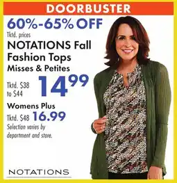 Boscov's NOTATIONS Fall Fashion Tops offer