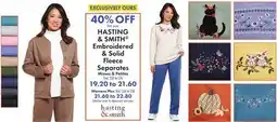 Boscov's HASTING & SMITH Embroidered & Solid Fleece Separates offer