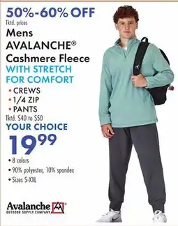 Boscov's Mens AVALANCHE Cashmere Fleece WITH STRETCH FOR COMFORT offer