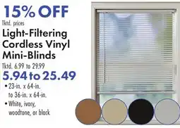 Boscov's Light-Filtering Cordless Vinyl Mini-Blinds offer