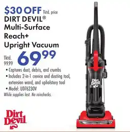 Boscov's DIRT DEVIL Multi-Surface Reach + Upright Vacuum offer