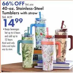Boscov's 40-oz. Stainless-Steel Tumblers with straw offer