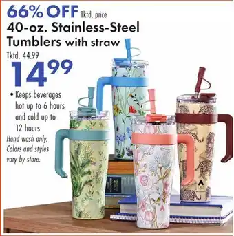 Boscov's 40-oz. Stainless-Steel Tumblers with straw offer