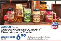 Boscov's OUR OWN CANDLE COMPANY 13-oz. Mason Jar Candle offer