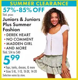 Boscov's Juniors & Juniors Plus Summer Fashion HEART offer