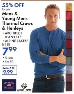 Boscov's Mens & Young Mens Thermal Crews & Henleys offer