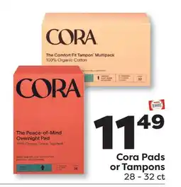Weis Markets Cora Pads or Tampons offer