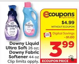 Weis Markets Downy Liquid Ultra Soft 26 oz Downy Fabric Softener 44 oz offer