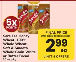 ACME Sara Lee Honey Wheat, 100% Whole Wheat, Soft & Smooth Whole Grain White or Butter Bread offer
