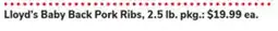 ACME Lloyd's Baby Back Pork Ribs offer