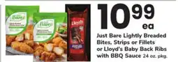 ACME Just Bare Lightly Breaded Bites, Strips or Fillets or Lloyd's Baby Back Ribs with BBQ Sauce offer