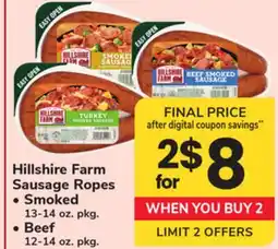 ACME Hillshire Farm Sausage Ropes Smoked 13-14 oz. pkg. Beef 12-14 oz. pkg offer