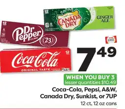 Weis Markets Coca-Cola, Pepsi, A & W, Canada Dry, Sunkist, or 7UP offer