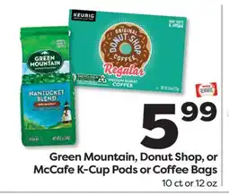 Weis Markets Green Mountain, Donut Shop, or McCafe K-Cup Pods or Coffee Bags offer