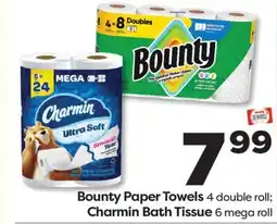 Weis Markets Bounty Paper Towels 4 double roll Charmin Bath Tissue 6 mega roll offer