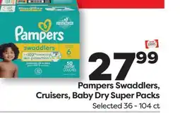 Weis Markets Pampers Swaddlers, Cruisers, Baby Dry Super Packs offer