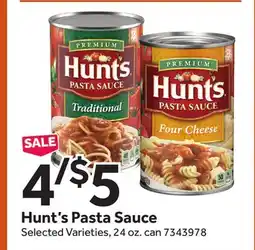 Stop&Shop Hunt's Pasta Sauce offer