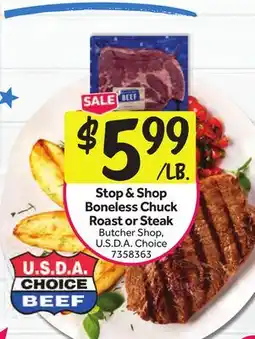 Stop&Shop Stop & Shop Boneless Chuck Roast or Steak offer