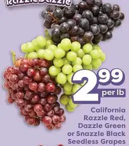 Weis Markets California Razzle Red, Dazzle Green or Snazzle Black Seedless Grapes offer