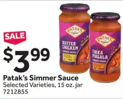 Stop&Shop Patak's Simmer Sauce offer