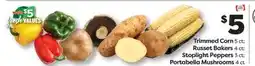 Weis Markets Trimmed Corn 5 ct Russet Bakers 4 ct Stoplight Peppers 3 ct Portabella Mushrooms 4 ct offer