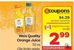 Weis Markets Weis Quality Orange Juice offer