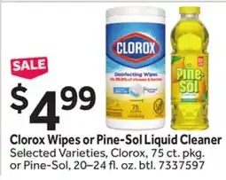 Stop&Shop Clorox Wipes or Pine-Sol Liquid Cleaner offer