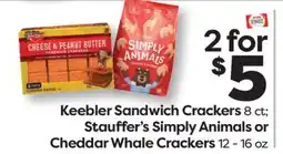 Weis Markets Keebler Sandwich Crackers 8 ct Stauffer's Simply Animals or Cheddar Whale Crackers 12-16 oz offer