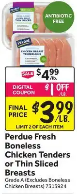 Stop&Shop Perdue Fresh Boneless Chicken Tenders or Thin Sliced Breasts offer