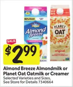 Stop&Shop Almond Breeze Almondmilk or Planet Oat Oatmilk or Creamer offer