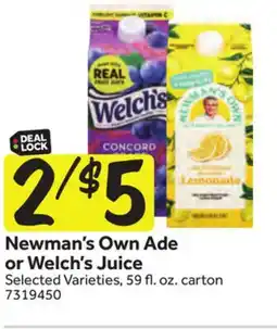 Stop&Shop Newman's Own Ade or Welch's Juice offer