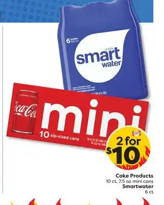 Weis Markets Coke Products 10 ct, 7.5 oz mini cans Smartwater 6 ct offer