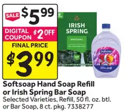Stop&Shop Softsoap Hand Soap Refill or Irish Spring Bar Soap offer