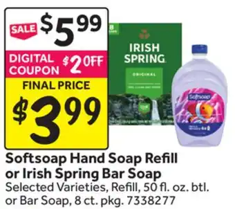 Stop&Shop Softsoap Hand Soap Refill or Irish Spring Bar Soap offer