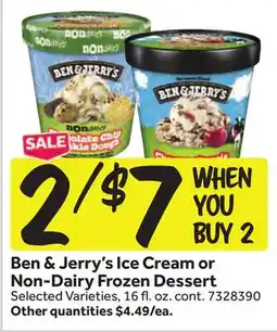 Stop&Shop Ben & Jerry's Ice Cream or Non-Dairy Frozen Dessert offer