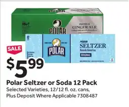 Stop&Shop Polar Seltzer or Soda 12 Pack offer