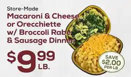 DeCicco & Sons Macaroni & Cheese or Orecchiette w/Broccoli Rabe & Sausage Dinner offer