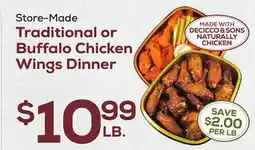 DeCicco & Sons Traditional or Buffalo Chicken Wings Dinner offer