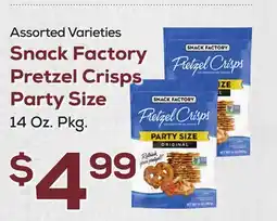 DeCicco & Sons Snack Factory Pretzel Crisps Party Size offer