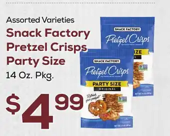 DeCicco & Sons Snack Factory Pretzel Crisps Party Size offer