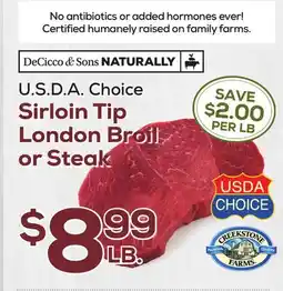 DeCicco & Sons Sirloin Tip London Broil or Steak offer