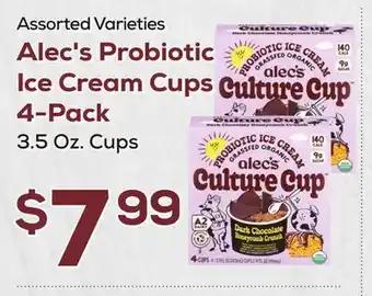 DeCicco & Sons Alec's Probiotic Ice Cream Cups 4-Pack offer