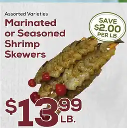 DeCicco & Sons Marinated or Seasoned Shrimp Skewers offer