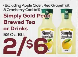 DeCicco & Sons Simply Gold Peak Brewed Tea or Drinks offer