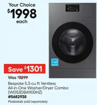 Lowe's Bespoke 5.3-cu ft Ventless All-in-One Washer/Dryer Combo offer