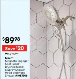 Lowe's Magnetix Engage Spot-Resist Brushed Nickel 6-Spray Shower Head and Hand Shower offer